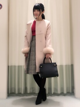 「パーティー」｜「アイテム（その他アウター）」を使った、megumi ogawaさん（レディース・165cm）の冬コーディネート