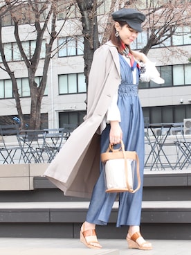 「マリン」｜「アイテム（サロペット/オーバーオール）」を使った、megumi ogawaさん（レディース・165cm）の冬コーディネート