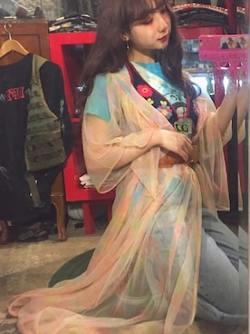 「70's」｜「アイテム（その他アウター）」を使った、AKARI  SUAMAさん（レディース・162cm）の夏コーディネート