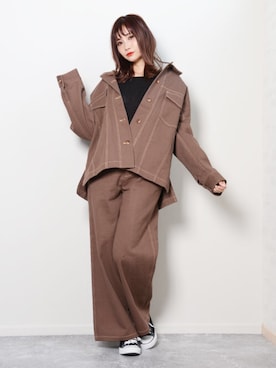「カフェ」｜「アイテム（その他アウター）」を使った、ショップにこにこ（shopnikoniko）さん（レディース・160cm）の夏コーディネート