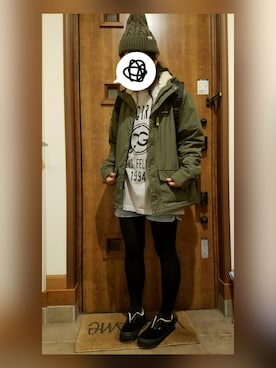 「赤リュック」｜のりたさん（レディース・154cm）の冬コーディネート