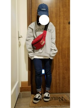 「ゆるカジ」｜「アイテム（スウェット）」を使った、のりたさん（レディース・154cm）の春コーディネート