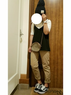 「プチプラミックス」｜「アイテム（ニットキャップ/ビーニー）」を使った、のりたさん（レディース・154cm）の春コーディネート