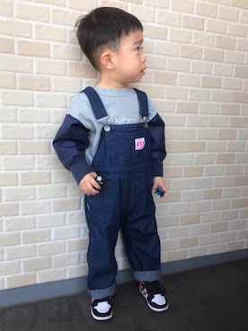 「Champion」｜「アイテム（サロペット/オーバーオール）」を使った、kaiii998さん（キッズ・90cm）の冬コーディネート