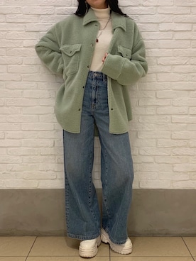 「ANGIE（アンジー）のアイテム（ブルゾン）」を使った、emiさん（レディース・160cm）の冬コーディネート