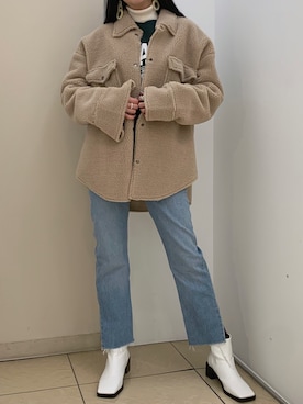 「ANGIE（アンジー）のアイテム（ブルゾン）」を使った、emiさん（レディース・160cm）の冬コーディネート