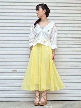 「ＡＮＤＪ（アンドジェイ）のアイテム（トップス）」を使った、ちひろさん（レディース・154cm）の夏コーディネート