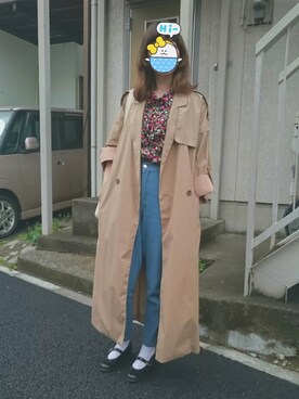 「ショッピング」｜「アイテム（トレンチコート）」を使った、おえりさん（レディース・161cm）の春コーディネート