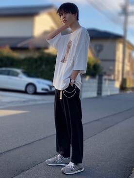 ベルトを使った 黒ワイドパンツ のメンズ人気ファッションコーディネート Wear