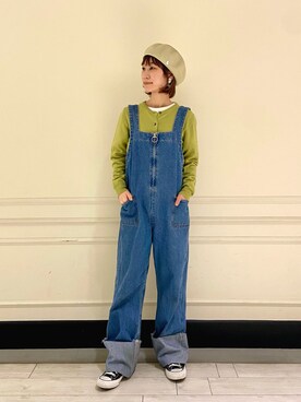 「I am I in fact...（アイアムアイインファクト）のアイテム（サロペット/オーバーオール）」を使った、たけむさん（レディース・158cm）の冬コーディネート