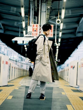 「UNIQLO（ユニクロ）のスリムフィットノータックチノ（その他パンツ、ホワイト系）」を使った、つむさん（メンズ・176cm）の秋コーディネート