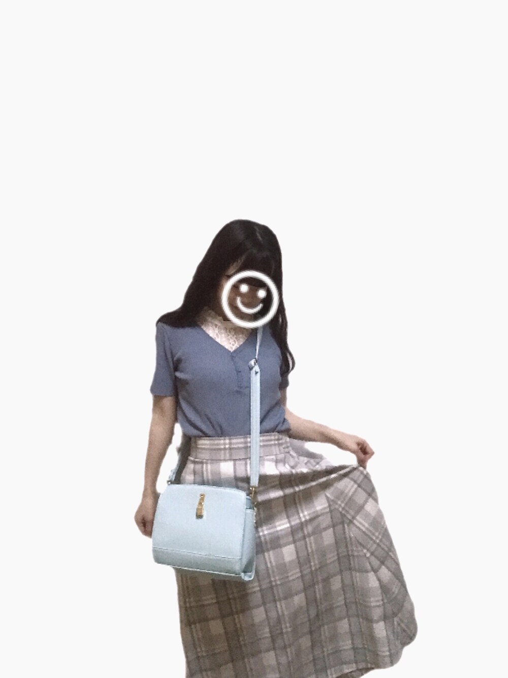 「GU、ブルー」｜「Honeysのアイテム（タンクトップ、ホワイト系）」を使った、sakiさん（レディース・147cm）の夏コーディネートの1枚目の写真