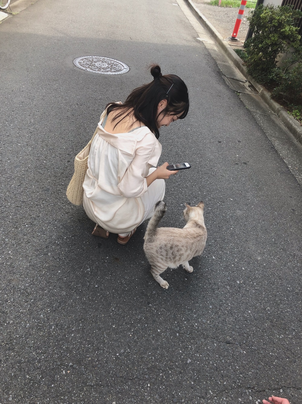 「ワントーンコーデ、猫、GU、低身長コーデ」｜「GUのアイテム（シャツ/ブラウス、ベージュ系）」を使った、sakiさん（レディース・147cm）の秋コーディネートの1枚目の写真