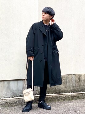 「HARE（ハレ）のアイテム（チェスターコート）」を使った、おむらいす(rageblue )さん（メンズ・173cm）の冬コーディネート