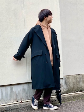 「HARE（ハレ）のアイテム（チェスターコート）」を使った、おむらいす(rageblue )さん（メンズ・173cm）の冬コーディネート