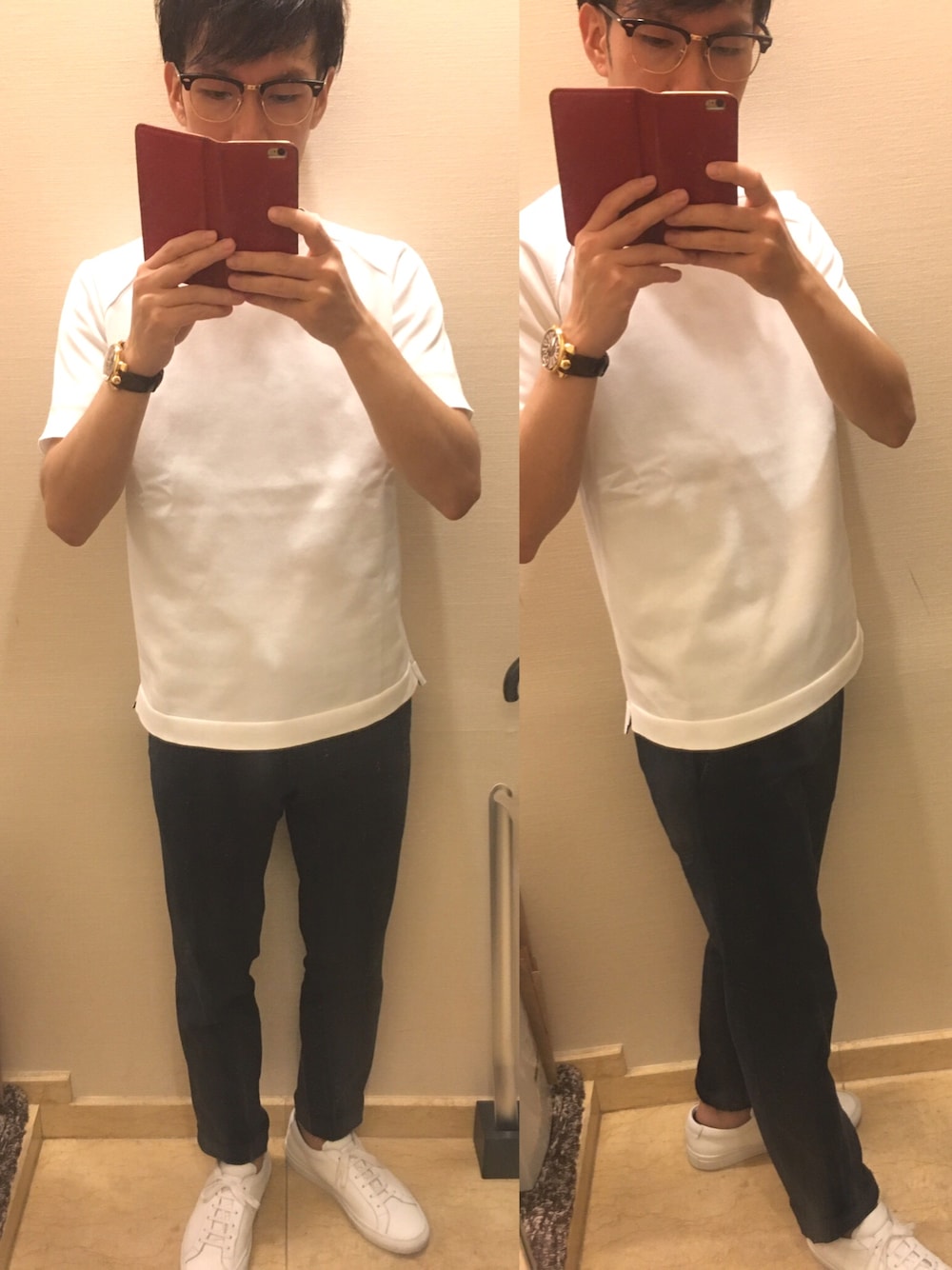 ESTNATION MEN 475 プレーティング半袖ニット L