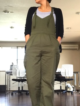 「ぽっちゃり」｜「アイテム（サロペット/オーバーオール）」を使った、0919さん（レディース・150cm）の夏コーディネート