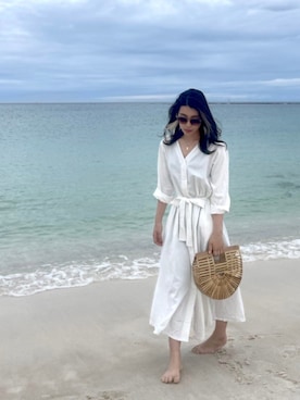 「海」｜「アイテム（シャツワンピース）」を使った、cocolucuさん（レディース・156cm）の春コーディネート