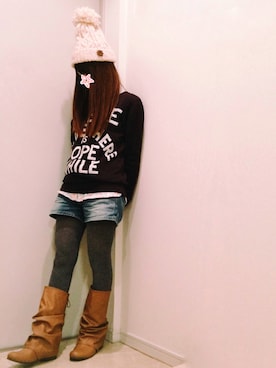 「CANAMO（カナーモ）のアイテム」を使った、ne-neさん（レディース・150cm）の冬コーディネート