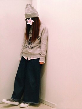 「SEVENDAYS=SUNDAY（セブンデイズサンデイ）のアイテム（ニットキャップ/ビーニー）」を使った、ne-neさん（レディース・150cm）の春コーディネート