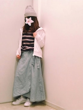 「SEVENDAYS=SUNDAY（セブンデイズサンデイ）のアイテム（ニットキャップ/ビーニー）」を使った、ne-neさん（レディース・150cm）の春コーディネート