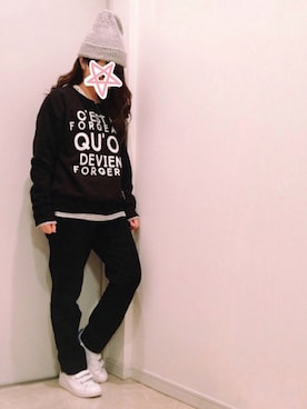 「SEVENDAYS=SUNDAY（セブンデイズサンデイ）のアイテム（ニットキャップ/ビーニー）」を使った、ne-neさん（レディース・150cm）の冬コーディネート