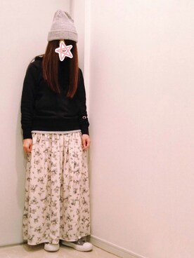 「SEVENDAYS=SUNDAY（セブンデイズサンデイ）のアイテム（ニットキャップ/ビーニー）」を使った、ne-neさん（レディース・150cm）の秋コーディネート
