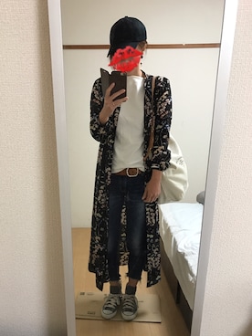 「Ungrid（アングリッド）のインディゴフレイドヘムストスリ（デニムパンツ）」を使った、えもさん（レディース・165cm）の春コーディネート