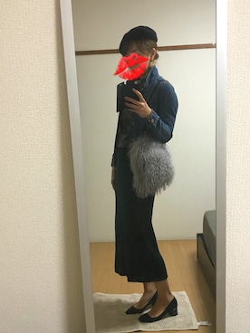 「ベレー帽推奨委員会」｜「アイテム（デニムジャケット）」を使った、えもさん（レディース・165cm）の秋コーディネート