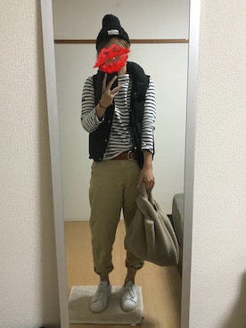 「FRAMeWORK（フレームワーク）のアイテム（ダウンベスト）」を使った、えもさん（レディース・165cm）の秋コーディネート