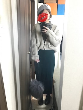 「ベレー帽推奨委員会」｜「アイテム（その他アウター）」を使った、えもさん（レディース・165cm）の冬コーディネート