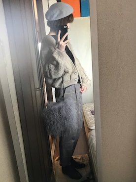 「ベレー帽推奨委員会」｜「アイテム（その他アウター）」を使った、えもさん（レディース・165cm）の冬コーディネート