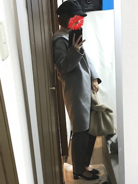 「フードコート」｜「アイテム（キャップ）」を使った、えもさん（レディース・165cm）の冬コーディネート