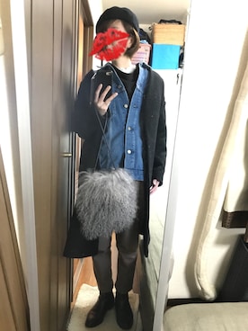 「ベレー帽推奨委員会」｜「アイテム（その他アウター）」を使った、えもさん（レディース・165cm）の冬コーディネート