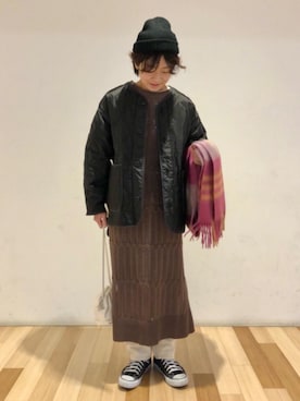 「coen（コーエン）のアイテム（帽子）」を使った、haruicifutaさん（レディース・158cm）の冬コーディネート