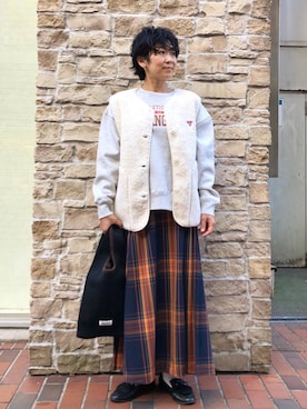 「coen（コーエン）のアイテム（その他アウター）」を使った、haruicifutaさん（レディース・158cm）の秋コーディネート