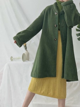 「VINTAGE（ヴィンテージ）のアイテム（ピーコート）」を使った、樱桃Vintageさん（レディース・157cm）の秋コーディネート