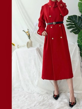 「VINTAGE（ヴィンテージ）のアイテム（ピーコート）」を使った、樱桃Vintageさん（レディース・157cm）の秋コーディネート