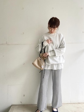 「Green　Parks（グリーンパークス）のシャーリングフレアパンツ＊（その他パンツ、その他）」を使った、koyamaaaaaさん（レディース・162cm）の春コーディネート