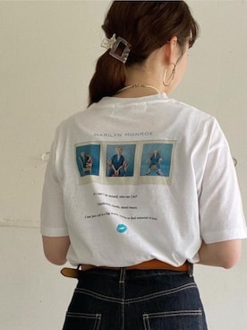 「Green　Parks（グリーンパークス）の■マリリンモンローフォトTシャツ＊（Tシャツ/カットソー、その他）」を使った、koyamaaaaaさん（レディース・162cm）の春コーディネート