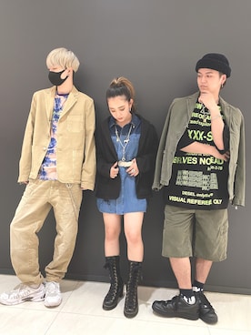 「アイテム（デニムジャケット、グリーン系）」を使った、KOKORO.Iさん（レディース・148cm）の夏コーディネート