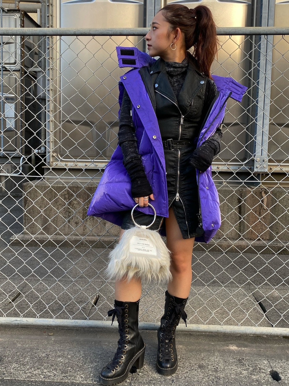 DIESEL ジョグジーンズジップアップフリルワンピース