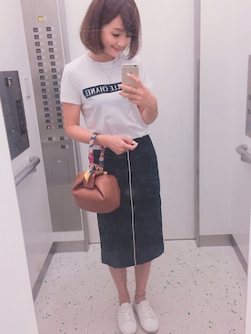 「アイテム（レインシューズ、ホワイト系）」を使った、Sさん（レディース・160cm）の夏コーディネート