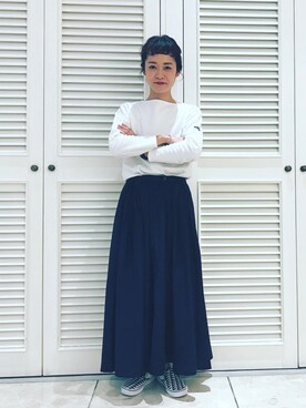 maruyama ayakaさんの「GRAMICCI  × BEAMS BOY / 別注 ギャバ ロング スカート」を使ったコーディネート