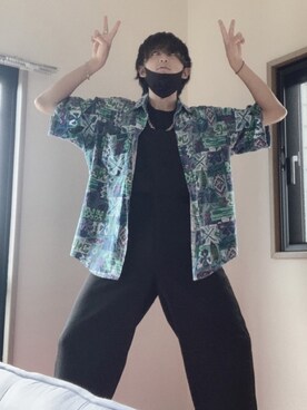 オールインワン サロペットを使った 総柄シャツ のメンズ人気ファッションコーディネート ユーザー その他ユーザー Wear