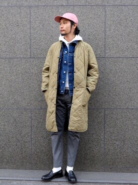 「orSlow（オアスロウ）のアイテム（ノーカラージャケット）」を使った、eceさん（メンズ・167cm）の冬コーディネート