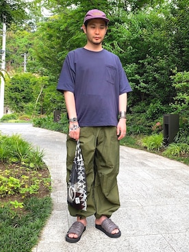 「TENBOX（テンボックス）のアイテム（キャップ）」を使った、eceさん（メンズ・167cm）の春コーディネート