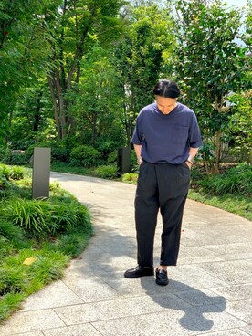 「TENBOX（テンボックス）のアイテム（ローファー）」を使った、eceさん（メンズ・167cm）の夏コーディネート