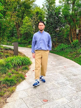 「RRL（ダブル アール エル）のアイテム（チノパンツ）」を使った、eceさん（メンズ・167cm）の秋コーディネート