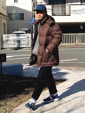 「TENBOX（テンボックス）のアイテム（キャップ）」を使った、eceさん（メンズ・167cm）の冬コーディネート
